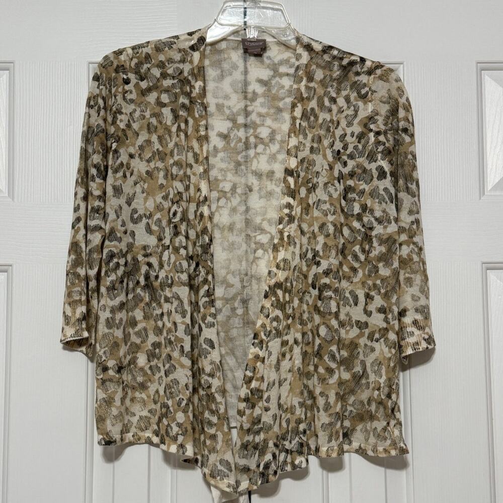 NWT Chico's Yelena Convertible Animal Print Cardigan, Size 2